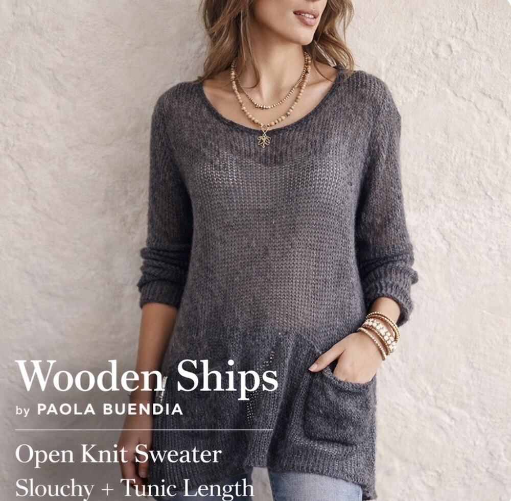 Wooden Ships Gray Sweater TunicX/S Wool Mohair Ovrszd Slouchy Boho Paola Buendia